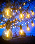 Outdoor LED String Lights Mains Powered 7.6M/25 FT G40 Globe Garden Patio String Festoon Lights with 12+1 Shatterproof Waterproof LED Plastic Bulbs for Garden Patio Pergola Bar Yard Wedding Party