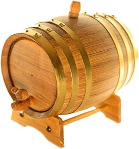 American Oak Barrel | Handcrafted using American White Oak | Age your own Whiskey, Beer, Wine, Bourbon, Tequila, Hot Sauce & More (1 Liter or .26 Gallon, Gold (Brass Hoops))