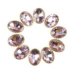 EmbroideryMaterial Oval Shape Sew on Glass Crystal Stone, Glass Gem Stone for Embroidery, Clothes, Craft, Jewellery Making etc, Flat Back Setting (Pink, 13 * 18 MM, 10 Pieces)