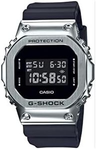 CASIO Men's G-Shock GM5600 Series Interchange Band Digital Watch, Clear Dial, Black Band, Silver Bezel