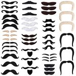 48PCS Fake Mustache, Self Adhesive Fake Moustache, Fake Beard for Performance Masquerade Costume Party Decor, 16 Styles