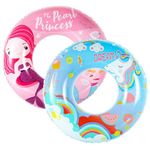 HeySplash Inflatable Swim Rings, [2 Pack] Funny Beach Floaties Swim Party Toys Summer Swimming Pool Float Ring, Inflatable Pool Tubes Cute Pattern Swim Float Tube for Kids Adults Fun Water Activities