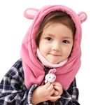 TRIWONDER Kids Balaclava Face Mask Fleece Ski Mask Neck Warmer Nose Warmer Face Cover Winter Animal Hood Hat for Boys Girls (Pink - Rabbit)