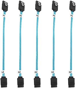 ADCAUDX 5Pack SATA III Cable:8 inch Short-SATA Cable Thin-SATA Cables 0.2M Straight SATA to SATA 6Gb Cable Flexible-SATA Data Cable for Hard Drive,SDD, HDD (0.6FT)