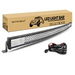 SKYWORLD 50 inch 648W Curved LED Light Bar Flood Spot Combo Beam Work Offroad Driving Fog Lamps with Wiring Harness Kit for ATV UTV SUV 4x4 4WD Tractor Truck Car Boat 12V 24V