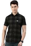 Majestic Man Men Cotton Checkered Half Sleeve Casual Regular Fit Shirt (Xx-Large, Olive)