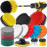 22 Pcs Drill Brush Attachment Set, Scrub Pads and Sponge, Polishing Pad, Electric Floor Scrubbing Brush, with Expansion Accessories, Car Polishing Pad Kit, for General Cleaning