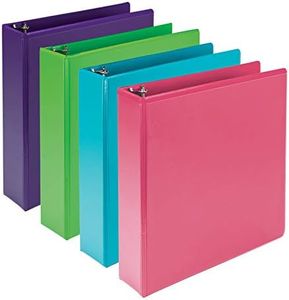 Samsill Plant Based Durable 2 Inch 3 Ring Binders, Made in The USA, Fashion Clear View Binders, Up to 25% Plant Based Plastic, Assorted 4 Pack (MP48669)