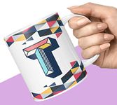 NH10 DESIGNS 3D Colorful Alphabet Letter Printed Coffee Mug for Girls Boys Friends Love Kids Best Gift for Birthday Anniversary Initial Letter A (Microwave Safe Ceramic