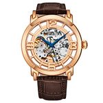 Stuhrling Original Skeleton Watches for Men - Mens Automatic Watch Self Winding Mens Dress Watch - Mens Winchester 44 Elite Watch Mechanical Watch for Men, Rose Gold-A, Mechanical,Automatic Watch