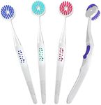 Oralganix 2-in-1 Tongue Cleaner - 4 Pack - Multicolor Tongue Brush and Scraper Tools