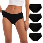 INNERSY Black Knickers for Women Cotton Underwear Ladies Midi Briefs Comfy Panties Pack of 4 (S, 4 Black)