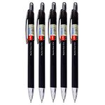 Cello Butterflow Clic Retractable Ballpoint Pens | Medium Point (0.8 mm) | Pack of 5 Biro, Black Pen