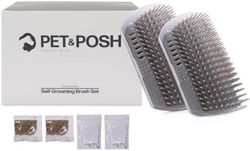 PoshGroom Cat Self Groomer, 2 Pack Wall Corner Scratchers with Catnip Soft Cat Brushes Self-Grooming Massage Comb for Long Short Fur Kitten Indoor Cats
