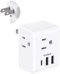 US to Japan Plug Adapter, 2 Prong to 3 Prong Outlet Adapter with 3 AC Outlets 3 USB Ports(1 USB C), Type A Travel Power Adapter for USA to Japanese Philippines China, Multi Plug Wall Outlet Extender