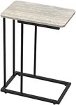 ANYHI End Table, C Shaped Snack Side Table with Metal Frame, Coffee TV Tray Laptop Side Desk Besides Couch Table for Living Room or Bedroom Grey Oak