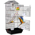 HCY, Bird Cage 39 inch Accessories with Bird Stand Medium Roof Top Large Flight cage for Small Cockatiel Canary Parrot Parakeet Conure Finches Budgie Lovebirds Pet Toy