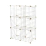 Amazon Basics 6-Cube Wire Grid Stackable Storage Shelves, 12 x 12-Inches, White