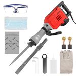 CONENTOOL 3500W Electic SDS Hammer Drill, 58J 220V Rotary Jack Hammers, Concrete Tile Breaker Demolition Heavy Duty with 2 Chisel Drill Bits 1800r/min, Red