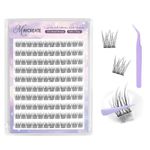 MAYCREATE® 120Pcs Pre-glued False Eyelashes Kit with Tweezer, Cluster Fluffy Lashes 10/11mm, Natural or Party Look DIY Lash Extensions Kit