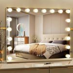 Vanity Mirror with Lights, 28" x 22" Large Hollywood Vanity Mirror, 10X Magnifying, 3 Colors Modes, Touch Control Mirror with Lights, Tabletop or Wall-Mounted, USB Charging Port