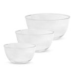 Glass Mixing Bowls - Set of 3 | Thick Glass Cooking & Baking Bowls | Oven Bowl | Dishwasher, Microwave & Oven Safe | Dessert Bowls | M&W