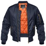 KEFITEVD Men Windproof Bomber Jackets Warm Baseball Motorbike Coats Winter 4 Pockets Work Jacket,Navy Blue,M