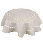 GRELUCGO Handmade Double Hemstitch Natural Tablecloth, Round 36 Inch