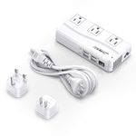 BESTEK Universal Travel Adapter 220V to 110V Voltage Converter with 6A 4-Port USB Charging and UK/AU/US/EU Worldwide Plug Adapter