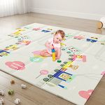 Dripex Baby Play Mat, 197×177×1.5cm Foldable Foam Playmats for Floor, Waterproof Reversible Anti-Slip Play Mat for Babies Toddlers Infant Kids, Soft Baby Crawling Mat for Nursery, Bedroom, Living