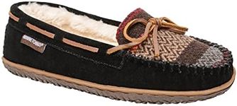Minnetonka Women's Tilia Suede Moccasin Slippers, Black Multi, 8 M