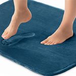 Gorilla Grip Thick Memory Foam Bath Mat, 76x51 cm, Soft Absorbent Bathtub Mats, Durable Underside, Machine Washable Quick Dry Bathmat Rug, Shower and Tub Floor Rugs, Bathroom Accessories, Blue