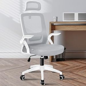 ALFORDSON Office Chair Mesh Computer Chair Swivel Executive Desk Chair with Adjustable Headrest and Armrest Arco Series(White Grey)