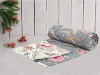 Trance Home Linen 100% Cotton Reversible Dohar Double Bed Size | Jaipuri Printed Artisan Block Design Blanket | Soft Lightweight Ac Comforter Quilt (84"X88", Calicut Green), 200 TC Summer Collection