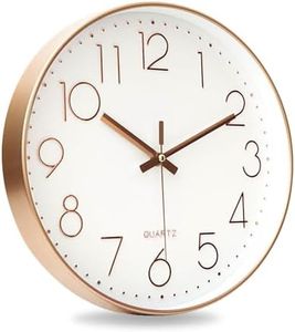 DOTOTO 12 Inch Silent Wall Clocks, Non-Ticking Silent Clock, Quartz Classic Decor Clock, Large Round Clock for Office, Classroom, Home, Living, Kitchen, Easy to Read (Rose Gold)