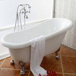 DECORAPORT 61 Inch Traditional Oval White Acrylic Clawfoot Bathtub Single Slipper Soaking Tub for SPA (D-DK-PW-1912)