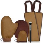 LOPHE Self Tanning Mitt Applicator Set, Brown Double Sided Self Tanning Glove with Mini Tanning Glove, Exfoliate Mitt, Face Tanning Brush, Microfiber Back Lotion Applicator Apply Lotion