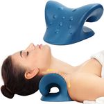 Neck Stretcher Neck and Shoulder Relaxer Neck Traction Pillow for Muscle Relax Neck Pillow (Dark Blue)