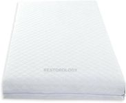 Restorology Baby Travel Cot Bed Mattress, Quilted Breathable, Removable Zip Cover, Double Sided, Made in UK (120 x 60 x 10 cm)