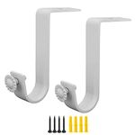 2 Pack Ceiling Curtain Rod Bracket Single Curtain Rod Holders for 1 Inch Drapery Rod Heavy Duty Curtain Rod Brackets for Living Room Bedroom White