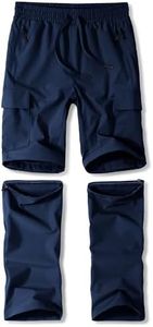 Boys Convertible Hiking Pants Kids Zip Off Quick Dry Waterproof Scout Pants Lightweight Zipper Pockets Cargo Youth Camping Shorts Navy XS