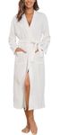 Sopesil Women Dressing Gown Waffle Full-Length Robe Lightweight Luxury Bathrobes Soft Loungewear Sleepwear Spa and Hotel for All Year White,M