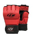 LEW Red/Black Martial Arts Training & Sparring | Palm-O Maya Hide Leather Grappling Mitts |Good for Kickboxing, Muay Thai, Cage Fighting, Punching Bag MMA Gloves