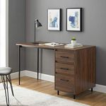 Walker Edison 3 Drawer Modern Wood and Metal Computer Writing Desk Home Office Workstation Small 52 Inch, Dark Walnut