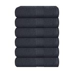 Belizzi Home Ultra Soft 6-Piece Hand Towel Set 16x28-100% Ringspun Cotton - Durable & Highly Absorbent Hand Towels - Ideal for use in Bathroom, Kitchen, Gym, Spa & General Cleaning - Charcoal Grey