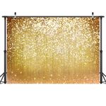 LYWYGG 7x5FT Gold Highlights Backdrop Birthday Party Backdrop Vinyl Photography Background Gold Grain Speckle Backdrop Theme Holiday Party Decoration Photography Newborn Backdrop Studio Backdrop CP-10