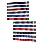 CASOMAN 12PC ABS Socket Organizer, Premium Quality Socket Holders,1/4-Inch x 48 Clips, 3/8-Inch x 90 Clips, 1/2-Inch x 36 Clips, Blue & Red & Black