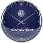 Nostalgic-Art Retro Wall Clock, Diameter 31 cm, Mercedes-Benz - Silver & Blue - Gift Idea for Mercedes-Benz Accessories Fans, Large Kitchen Clock, Vintage Design