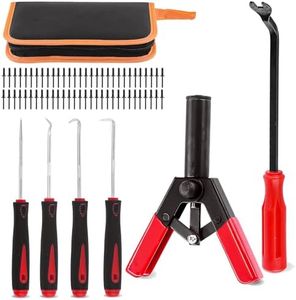 Glarks 46Pcs Plastic Poly Rivet Gun Set with 40Pcs Assorted Poly Rivets, Fastener Removal Tool Universal Pick and Hook Set for Installing and Removing Car Door Panel Clips