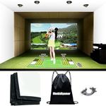 Obokidlyamor 118'x98.42' Impact Screen+10 PCS Rope +Bag Golf Simulation Screen for Grommets Training ;Golf Ball Hitting Simulator Projection Screen Indoor Golf Swing Practice (118”*98.42")